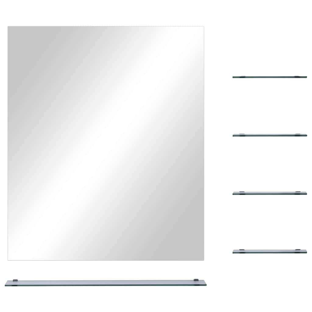 Sienas spogulis ar 5 plauktiem, sudraba, 50x60cm