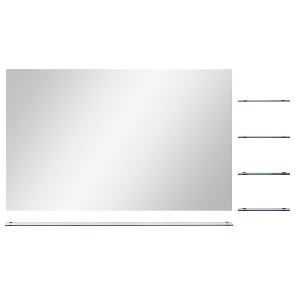 Wall mirror with 5 shelves, silver, 100x60cm