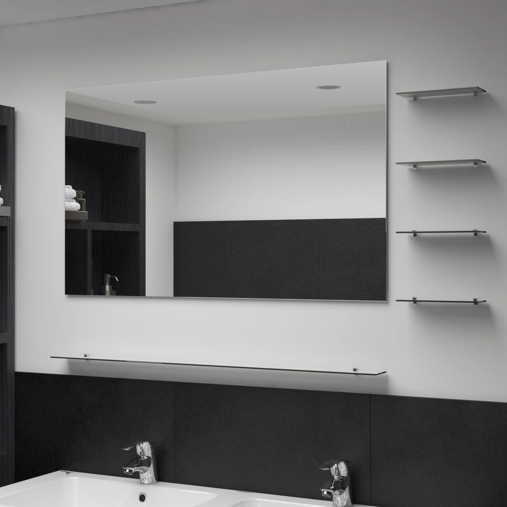 Wall mirror with 5 shelves, silver, 100x60cm