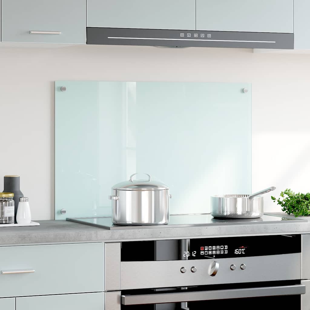 Kitchen splashback, white, 80x50cm, tempered glass