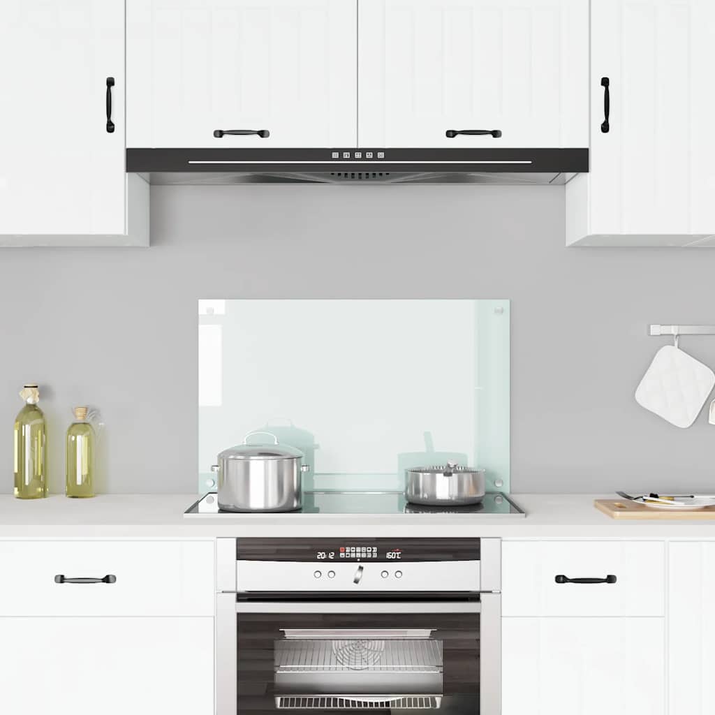 Kitchen splashback, white, 80x50cm, tempered glass