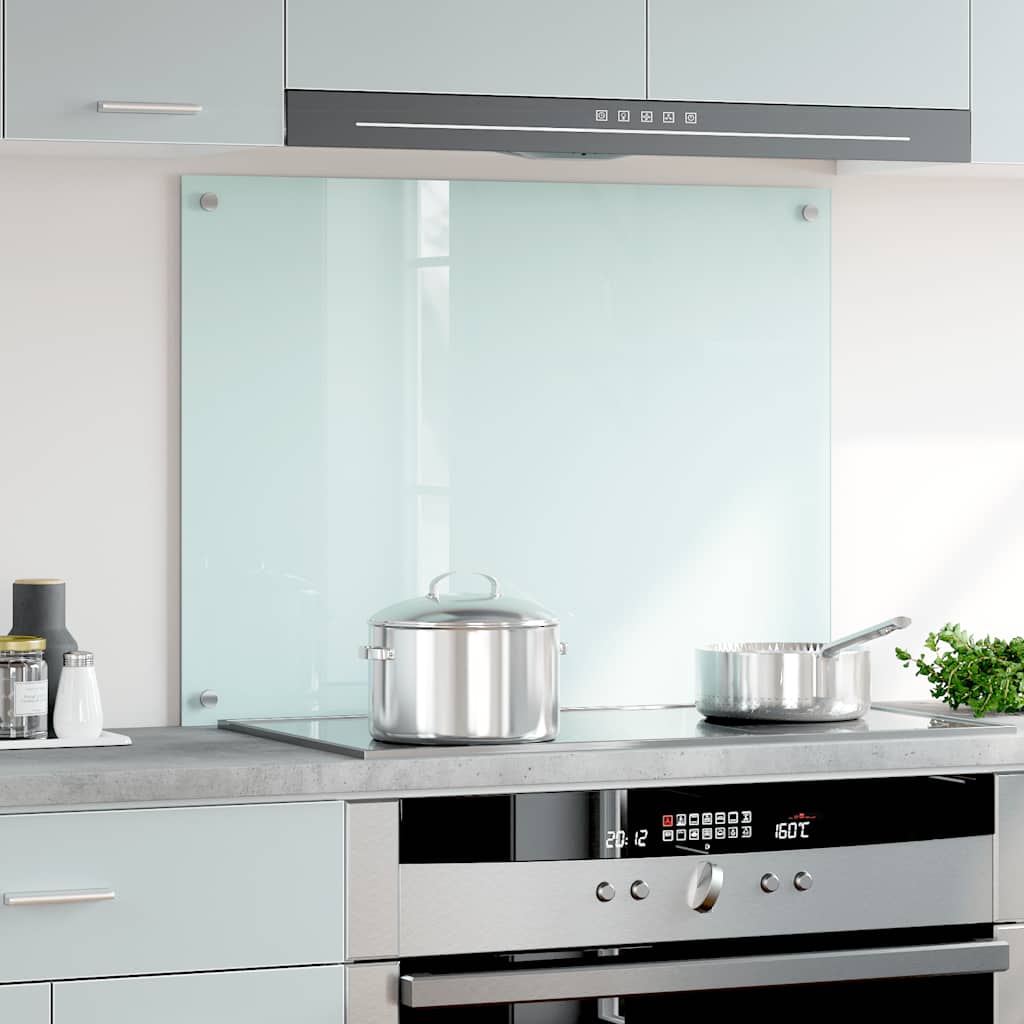 Kitchen splashback, white, 80x60cm, tempered glass