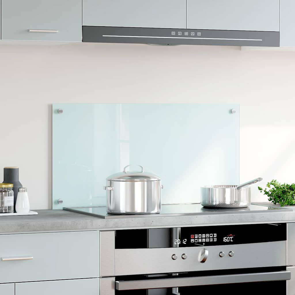 Kitchen splashback, white, 90x50cm, tempered glass