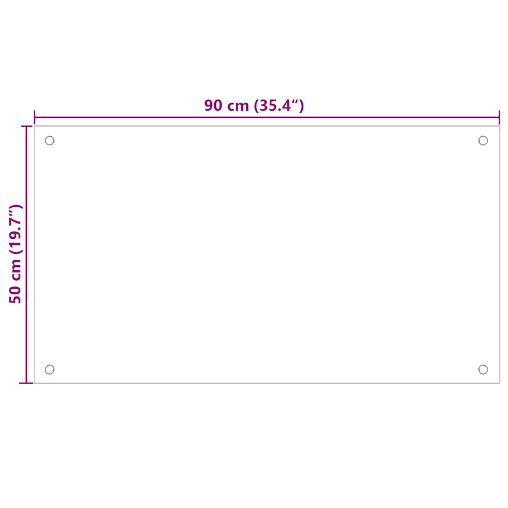 Kitchen splashback, transparent, 90x50 cm, tempered glass
