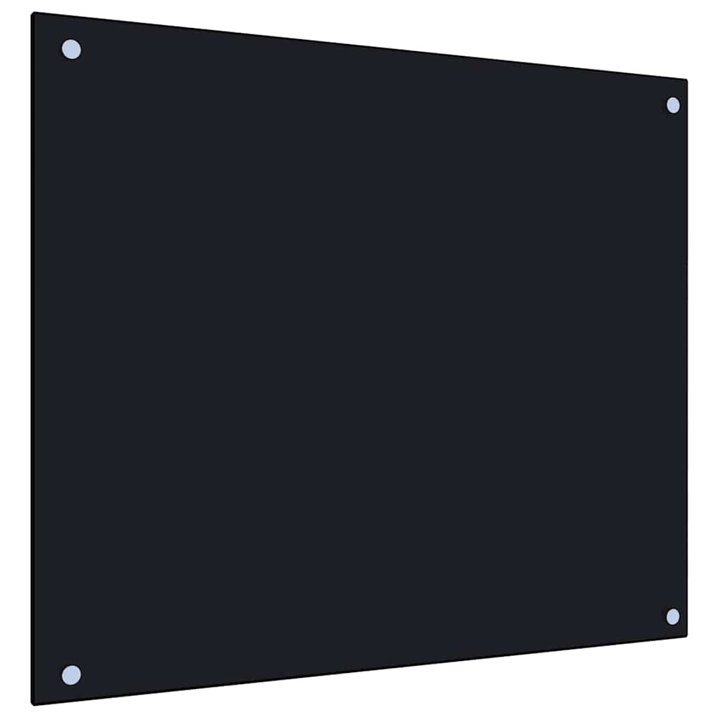 Kitchen splashback, black, 70x60cm, tempered glass