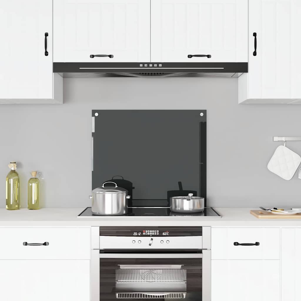 Kitchen splashback, black, 70x60cm, tempered glass