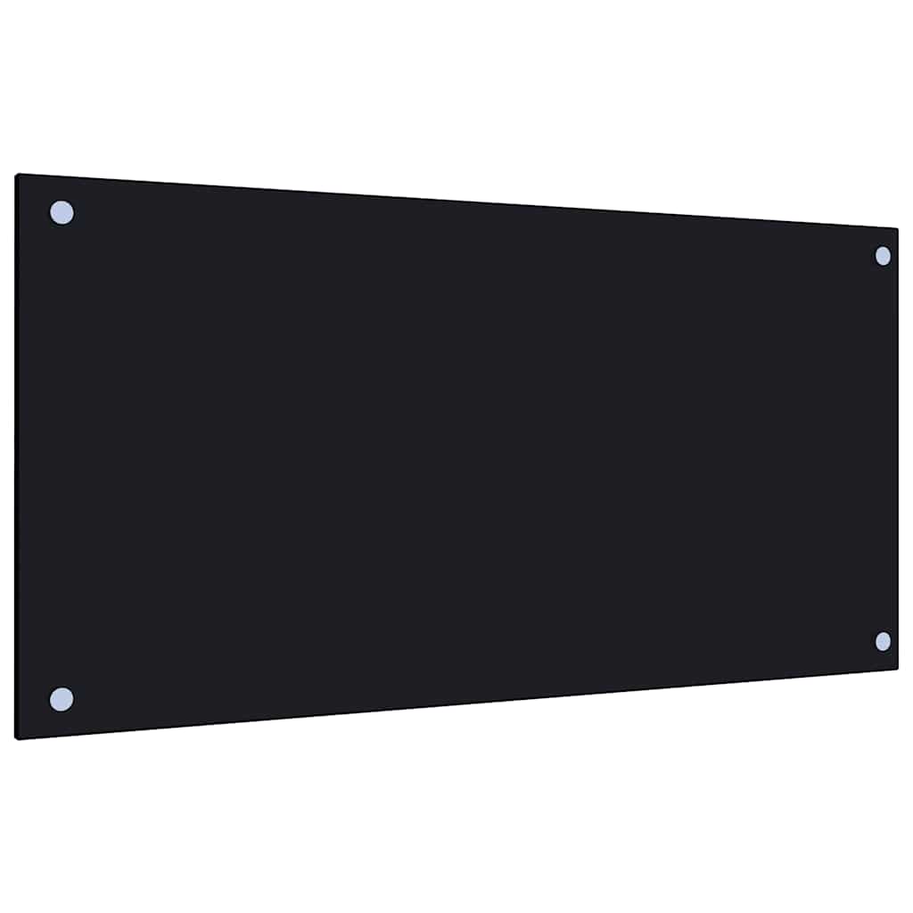 Kitchen splashback, black, 80x40cm, tempered glass