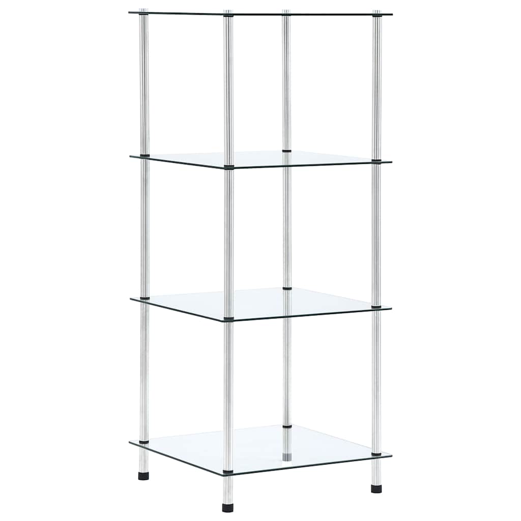 Shelf, 4-tier, clear, 40x40x100cm, tempered glass
