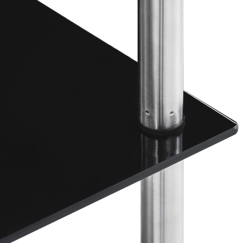 Shelf, 6-tier, black, 40x40x160cm, tempered glass
