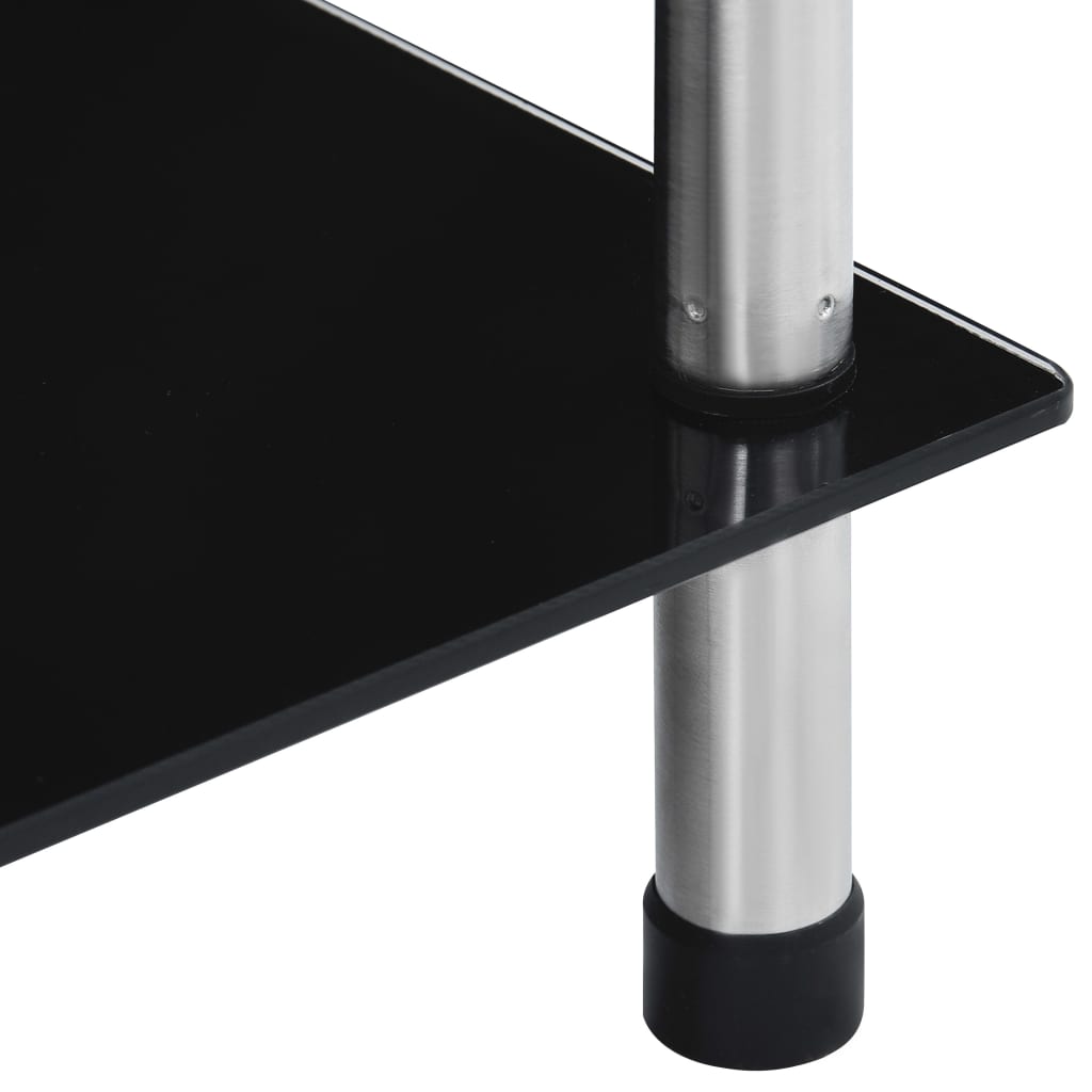 Shelf, 6-tier, black, 40x40x160cm, tempered glass