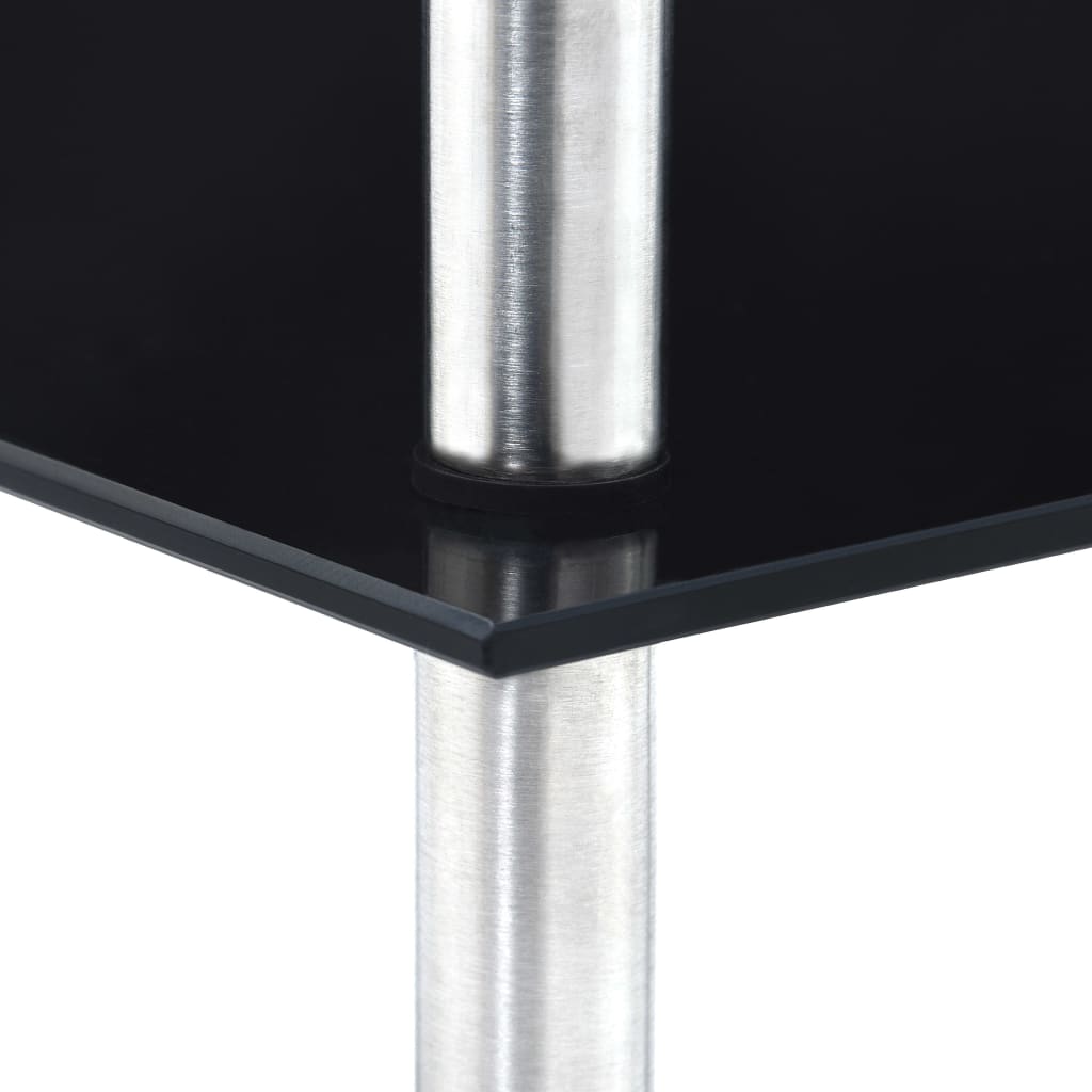 Shelf, 3-tier, black, 30x30x67cm, tempered glass