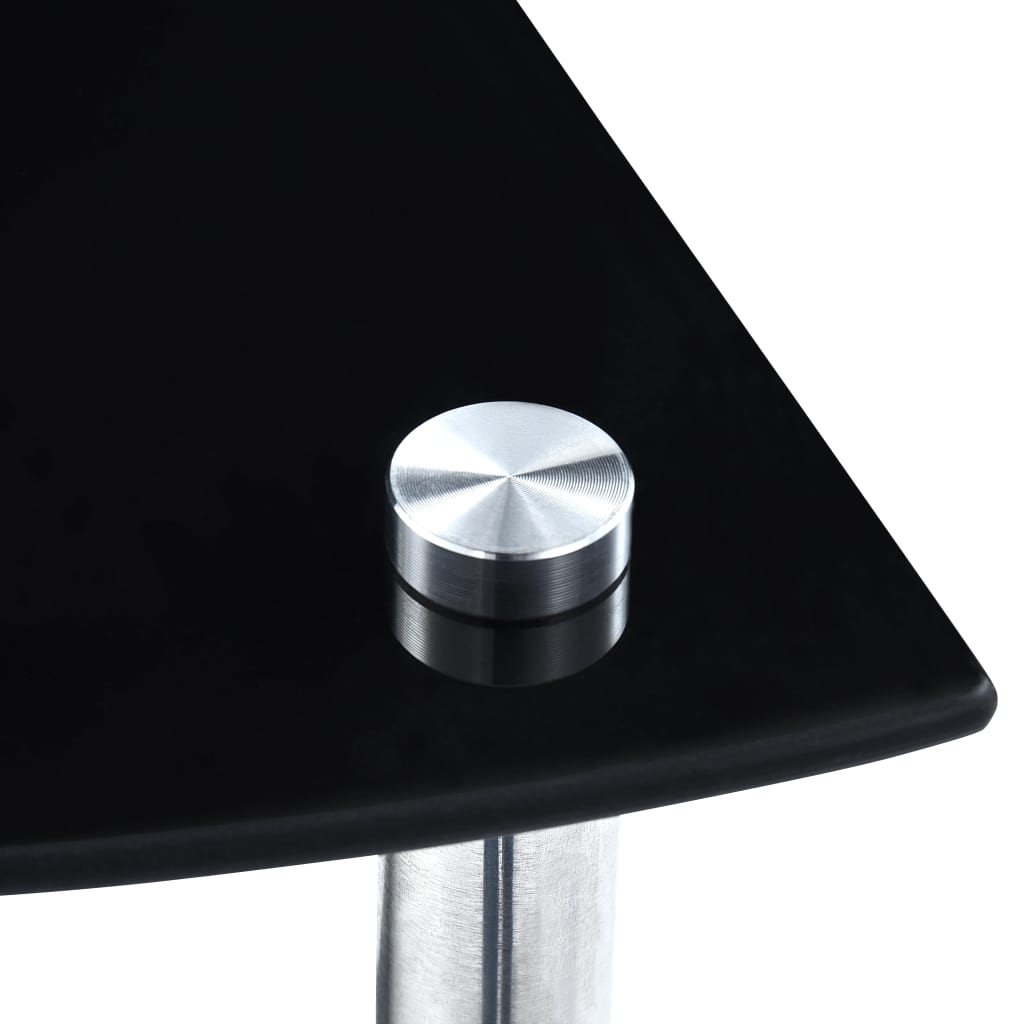Shelf, 3-tier, black, 30x30x67cm, tempered glass