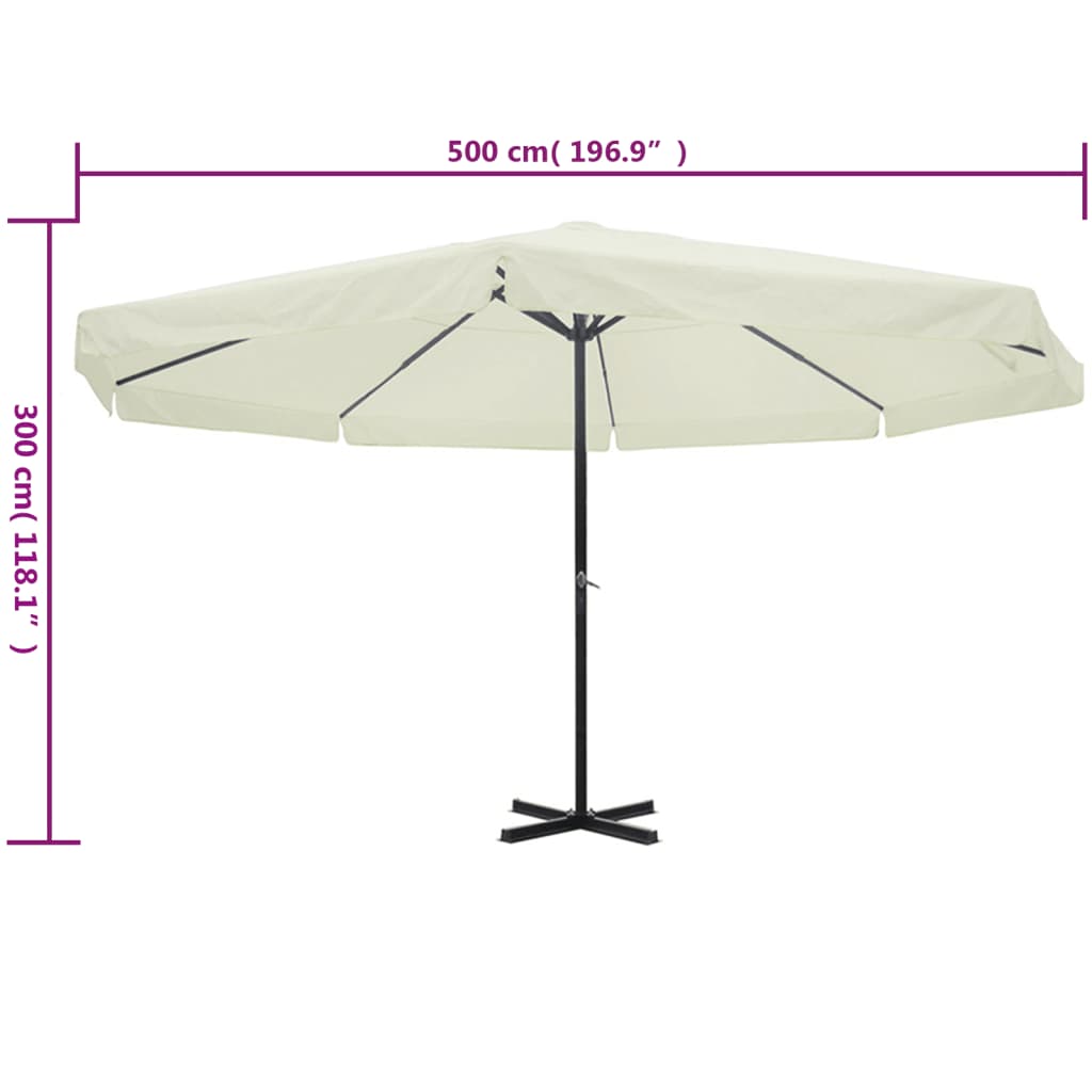 Skėtis nuo saulės, baltos spalvos, 500cm, aliuminis