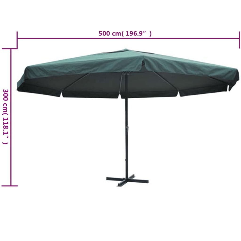 Skėtis nuo saulės, žalios spalvos, 500cm, aliuminis