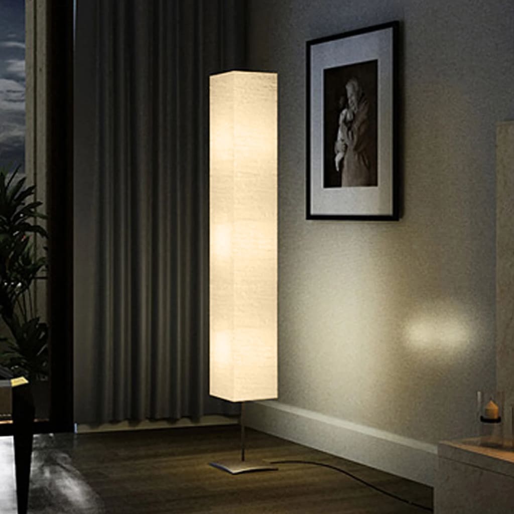 Stāvlampa ar kvadrātveida kupolu, 3 spuldzēm, krēmkrāsas, 170 cm