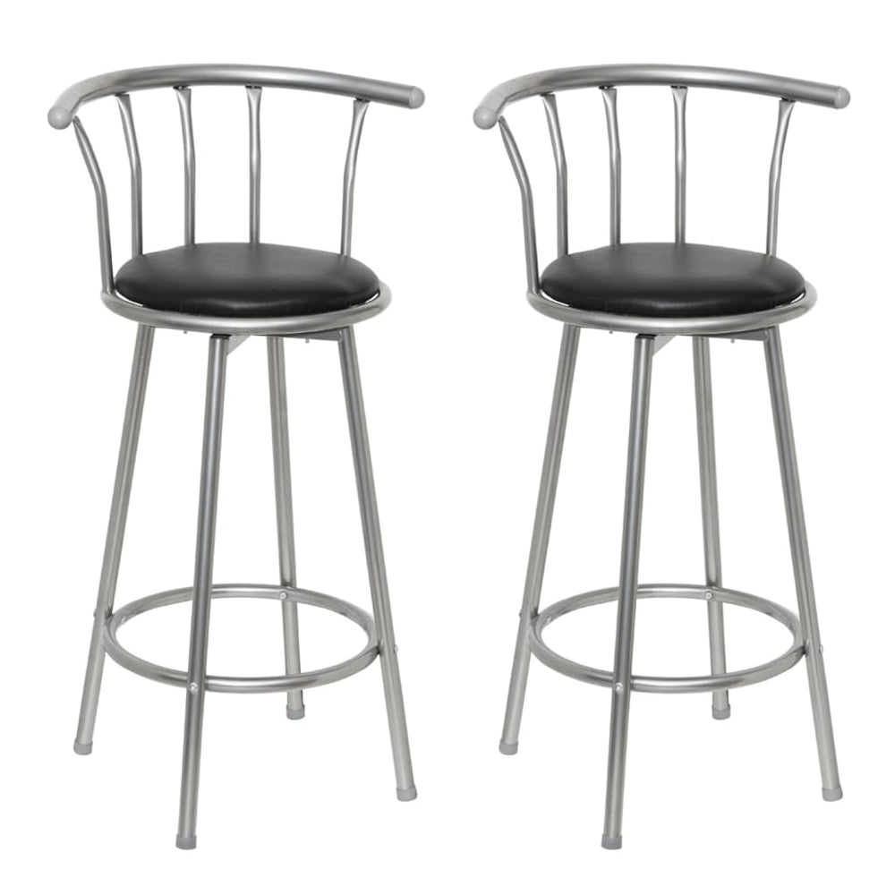 Bar stools, 2 pcs, black, artificial leather