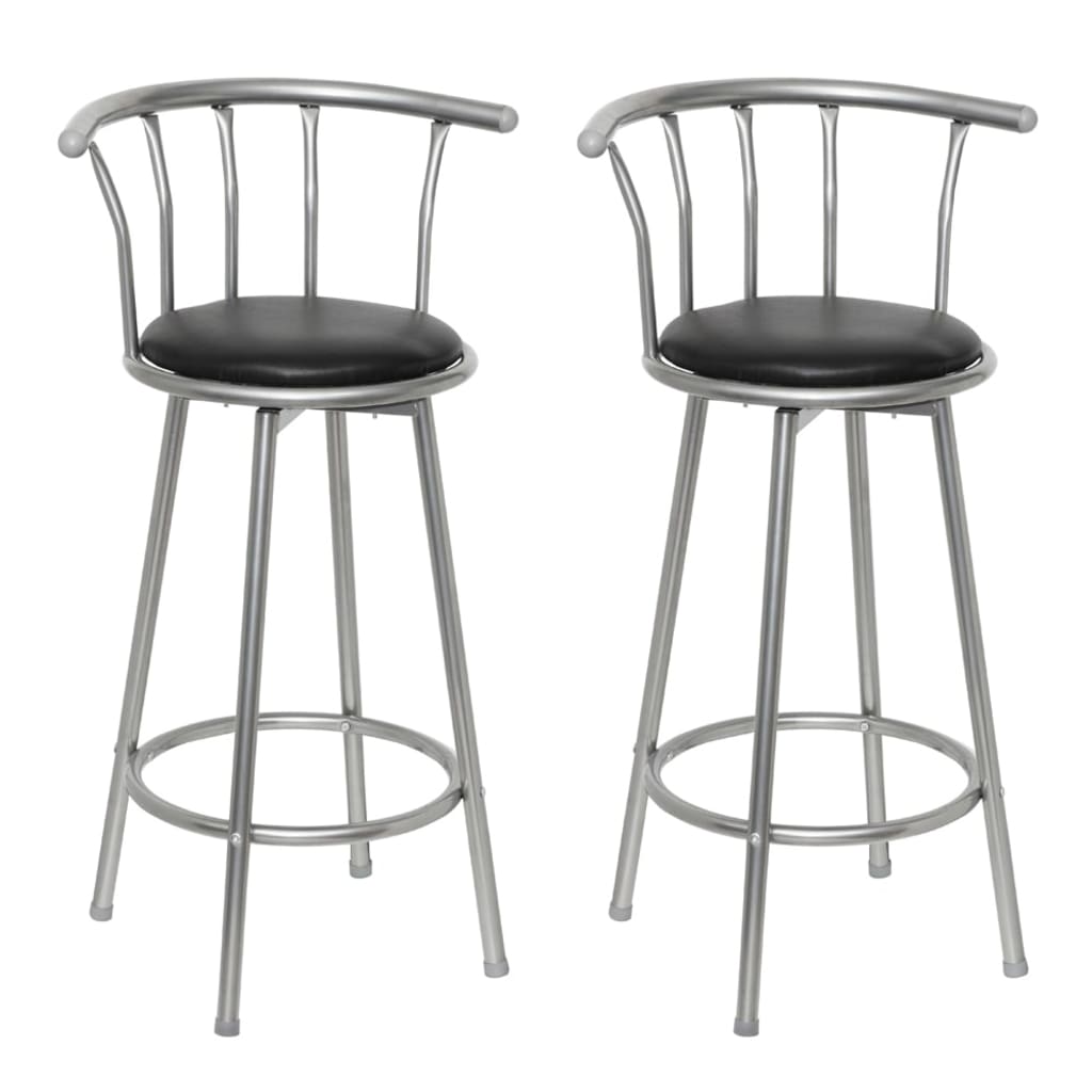 Bar stools, 2 pcs, black, artificial leather