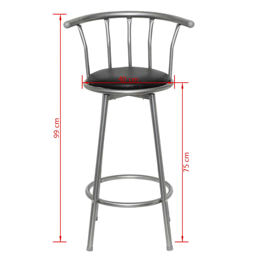 Bar stools, 2 pcs, black, artificial leather