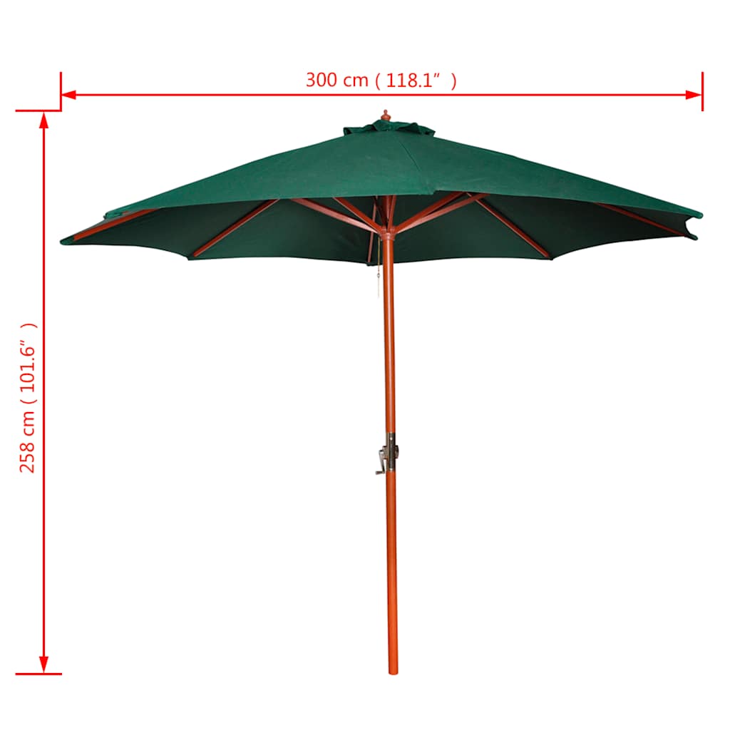Skėtis nuo saulės, žalios spalvos, 258cm