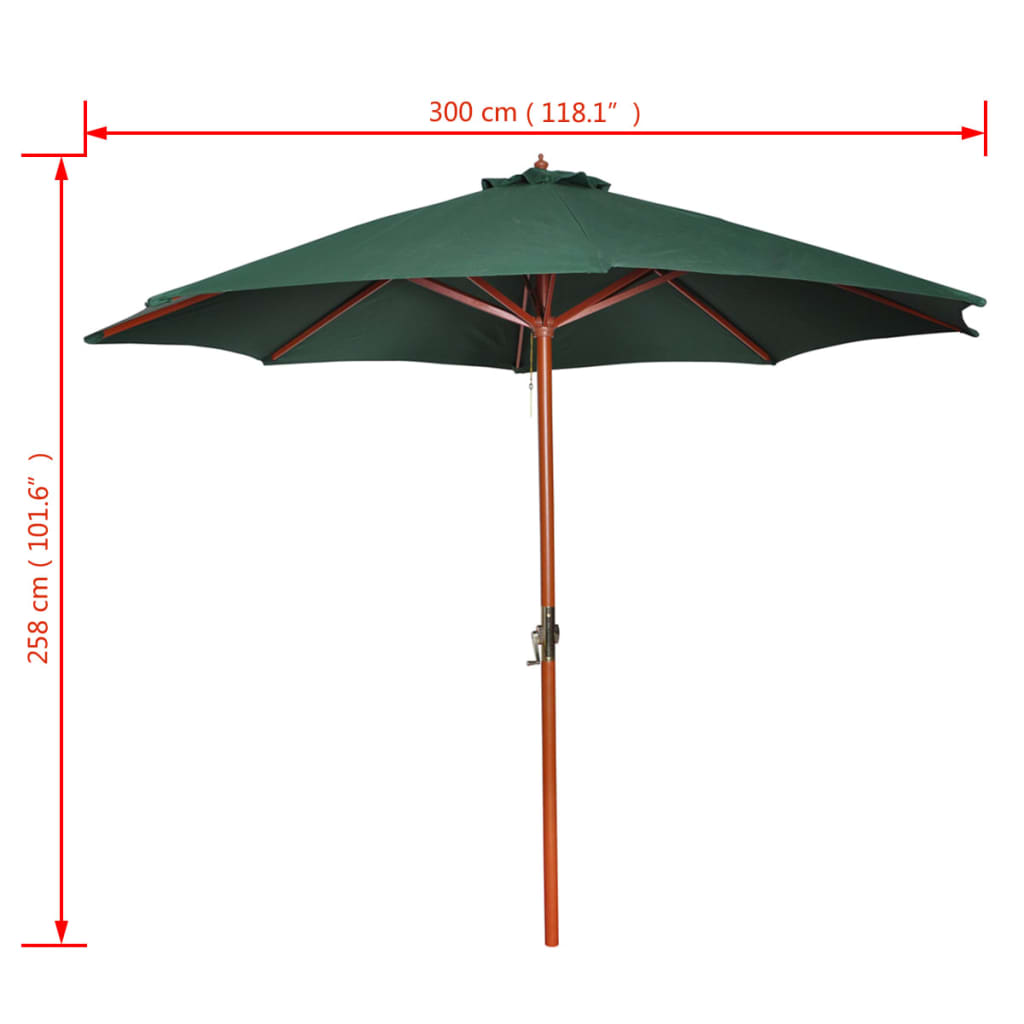 Skėtis nuo saulės, žalios spalvos, 258cm