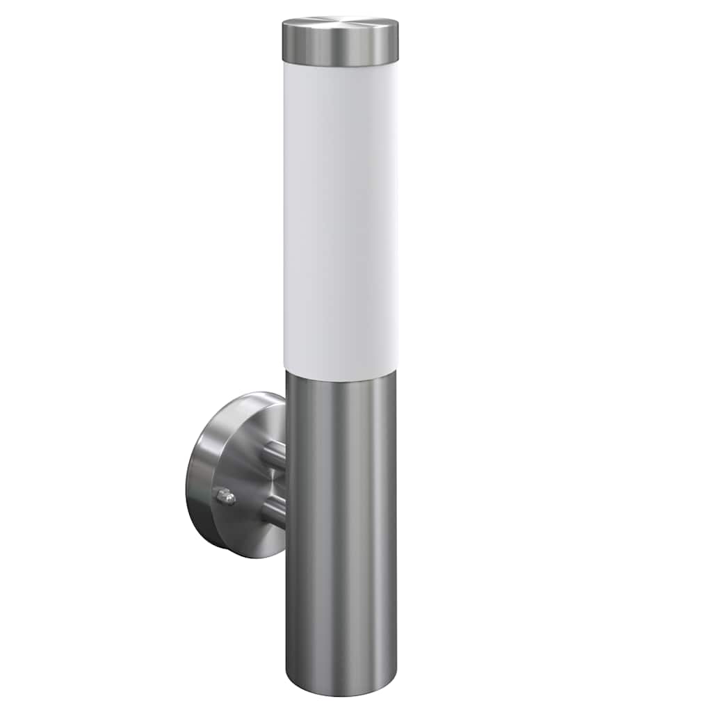 2 Wall-Mounted Garden Lights, Stainless Steel