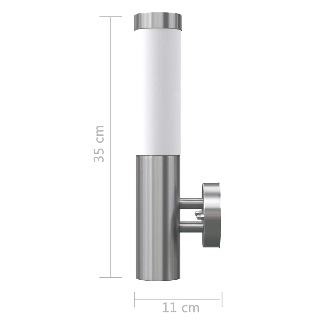 2 Wall-Mounted Garden Lights, Stainless Steel