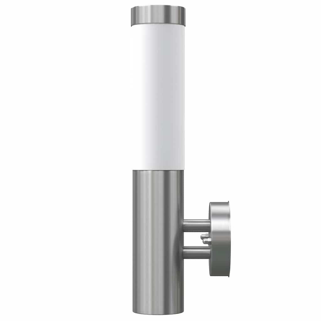2 Wall-Mounted Garden Lights, Stainless Steel