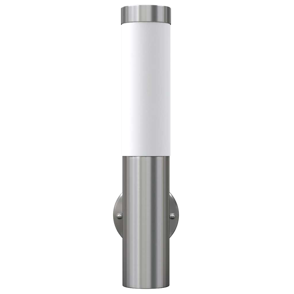 2 Wall-Mounted Garden Lights, Stainless Steel