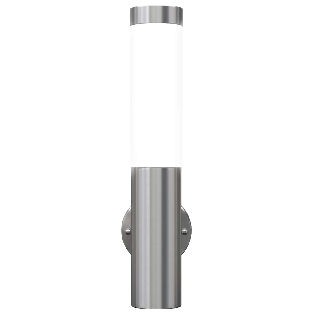 2 Wall-Mounted Garden Lights, Stainless Steel