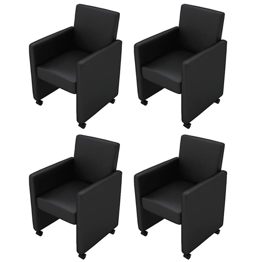 Dining Chairs, 4 pcs, black, artificial leather