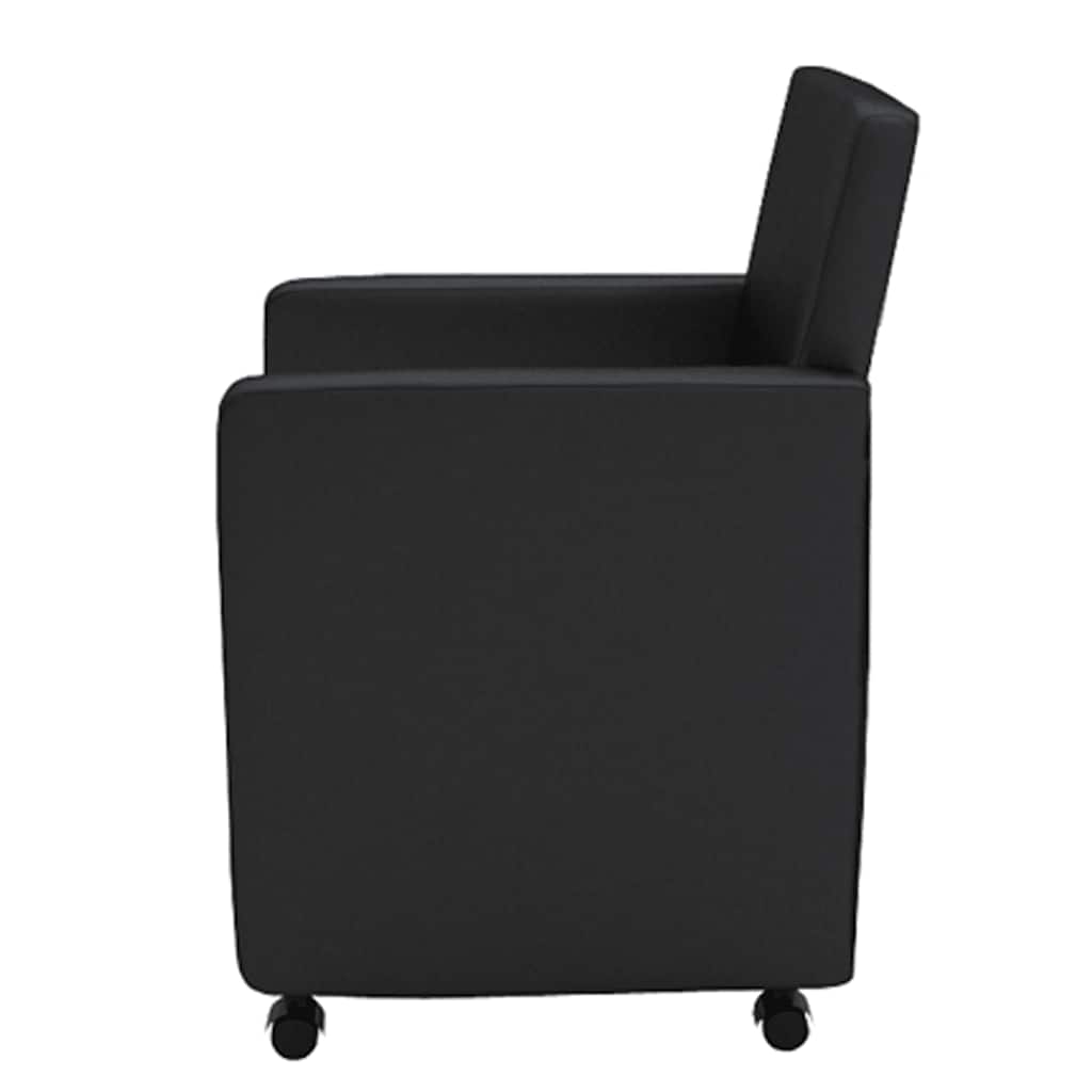 Dining Chairs, 4 pcs, black, artificial leather