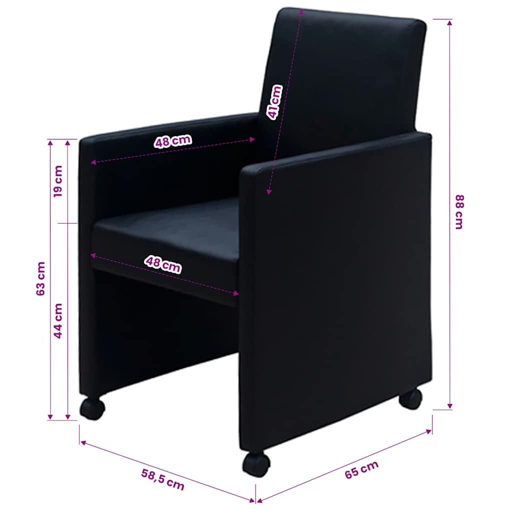 Dining Chairs, 4 pcs, black, artificial leather
