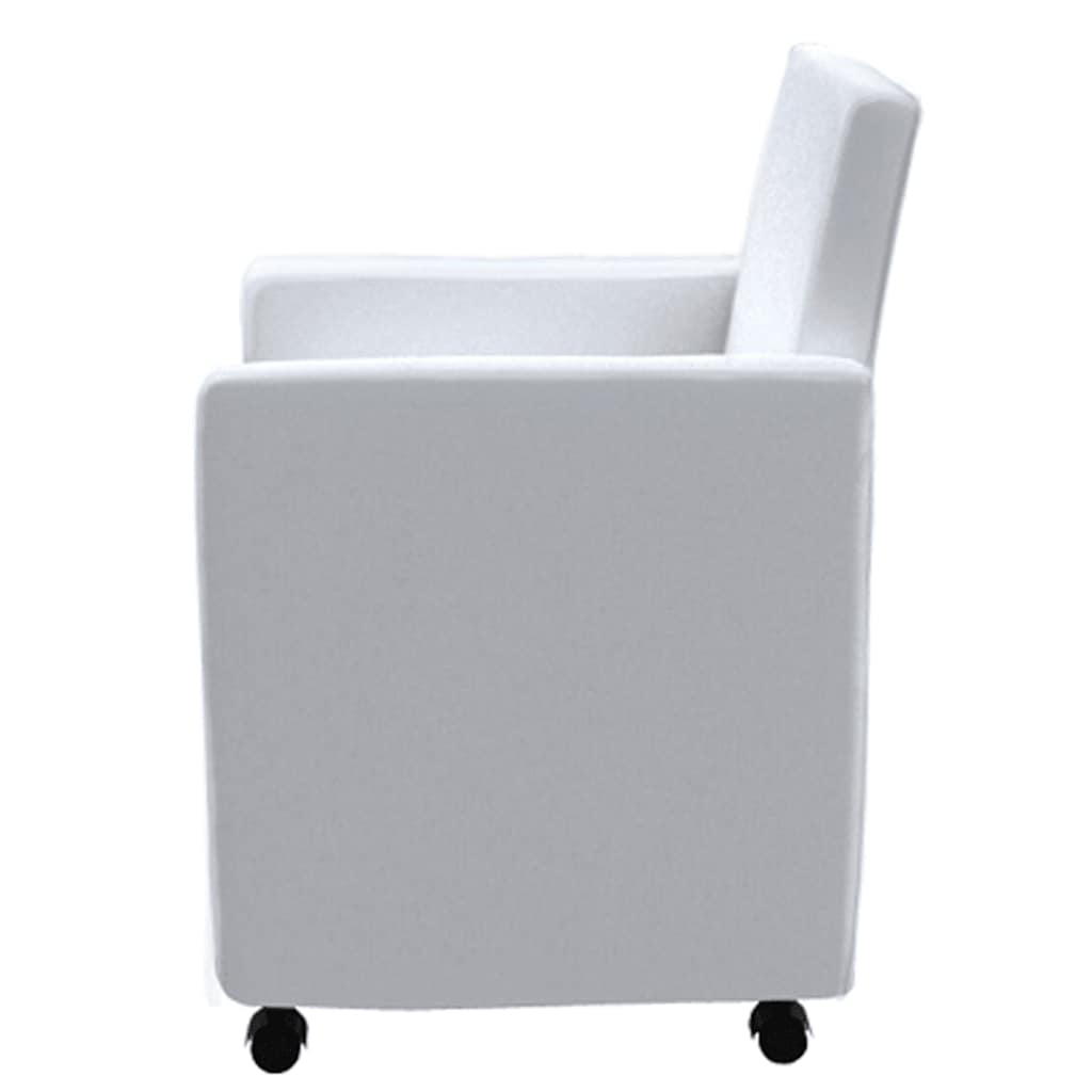 Dining chairs, 4 pcs., white, faux leather