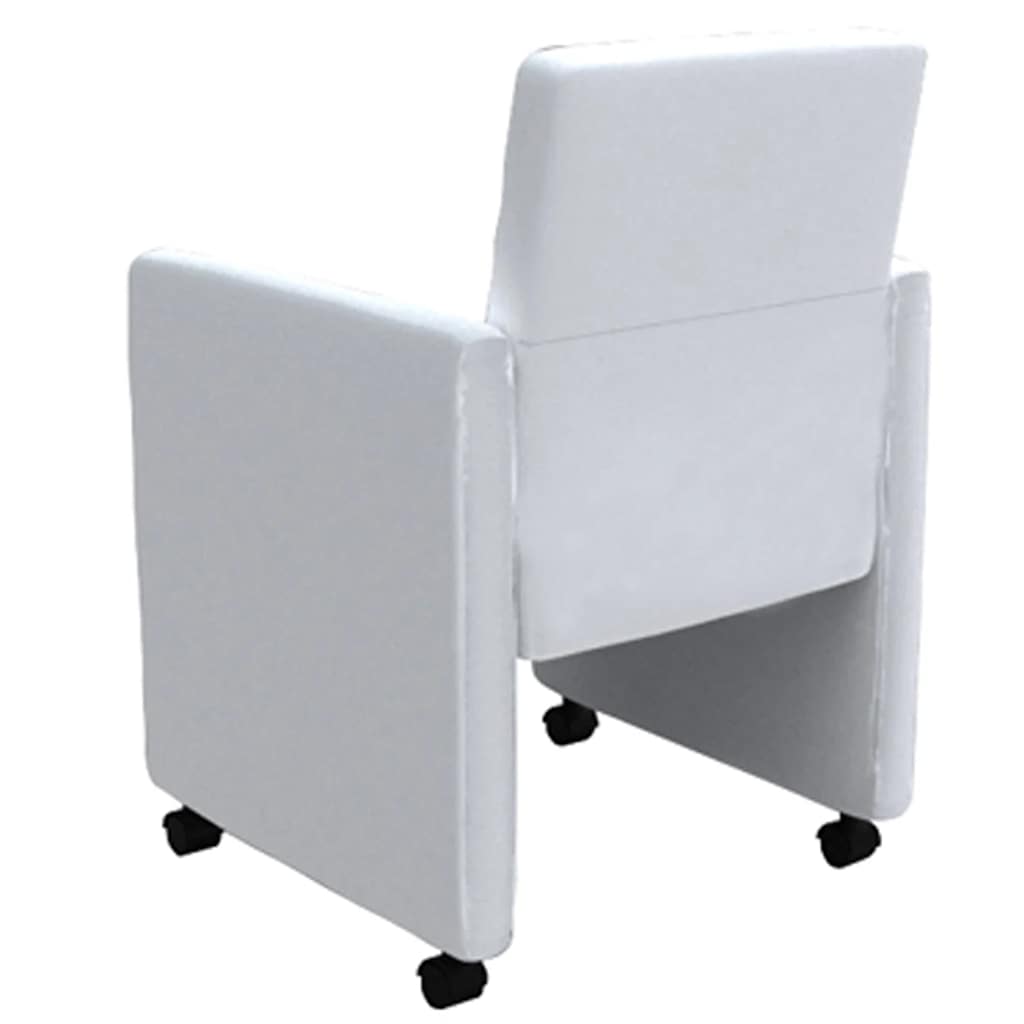 Dining chairs, 4 pcs., white, faux leather