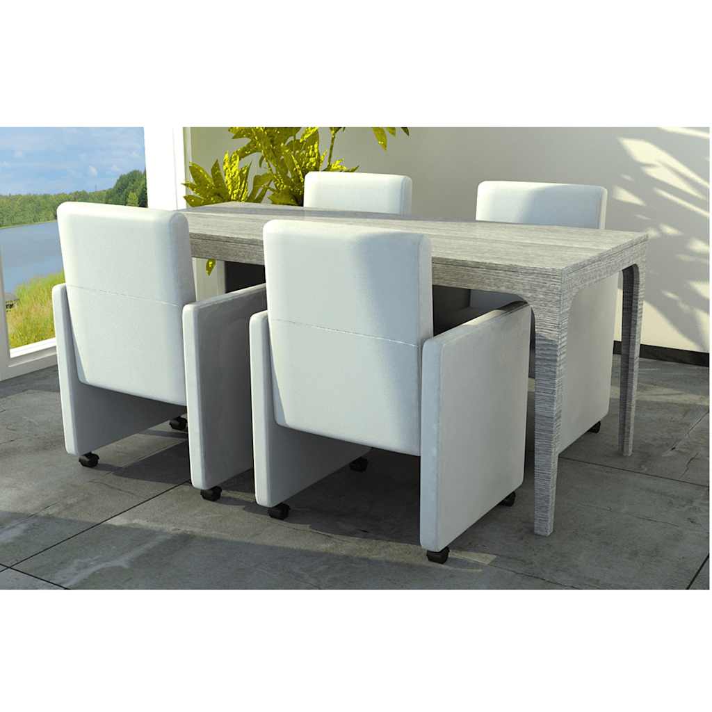 Dining chairs, 4 pcs., white, faux leather