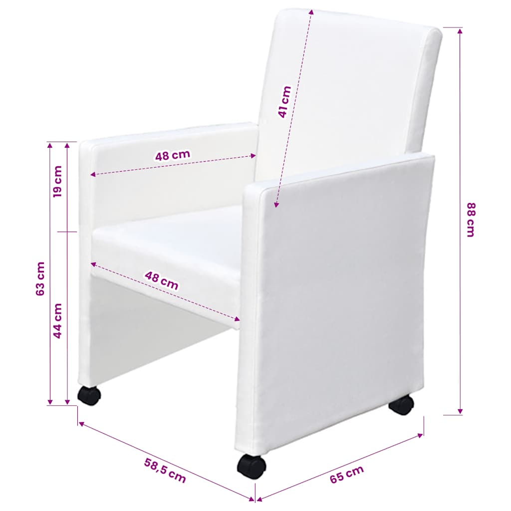 Dining chairs, 4 pcs., white, faux leather