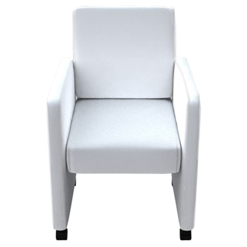 Dining chairs, 6 pcs, white, artificial leather