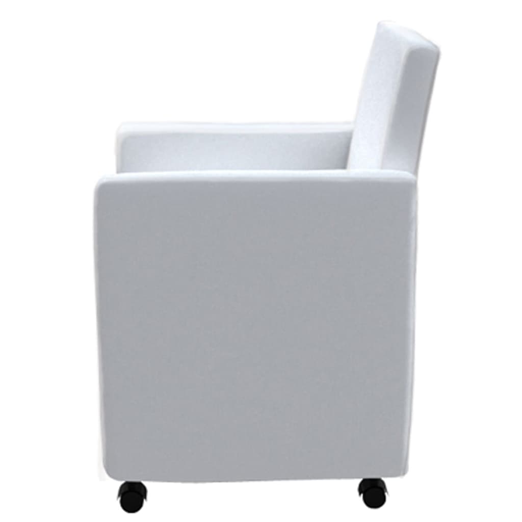 Dining chairs, 6 pcs, white, artificial leather