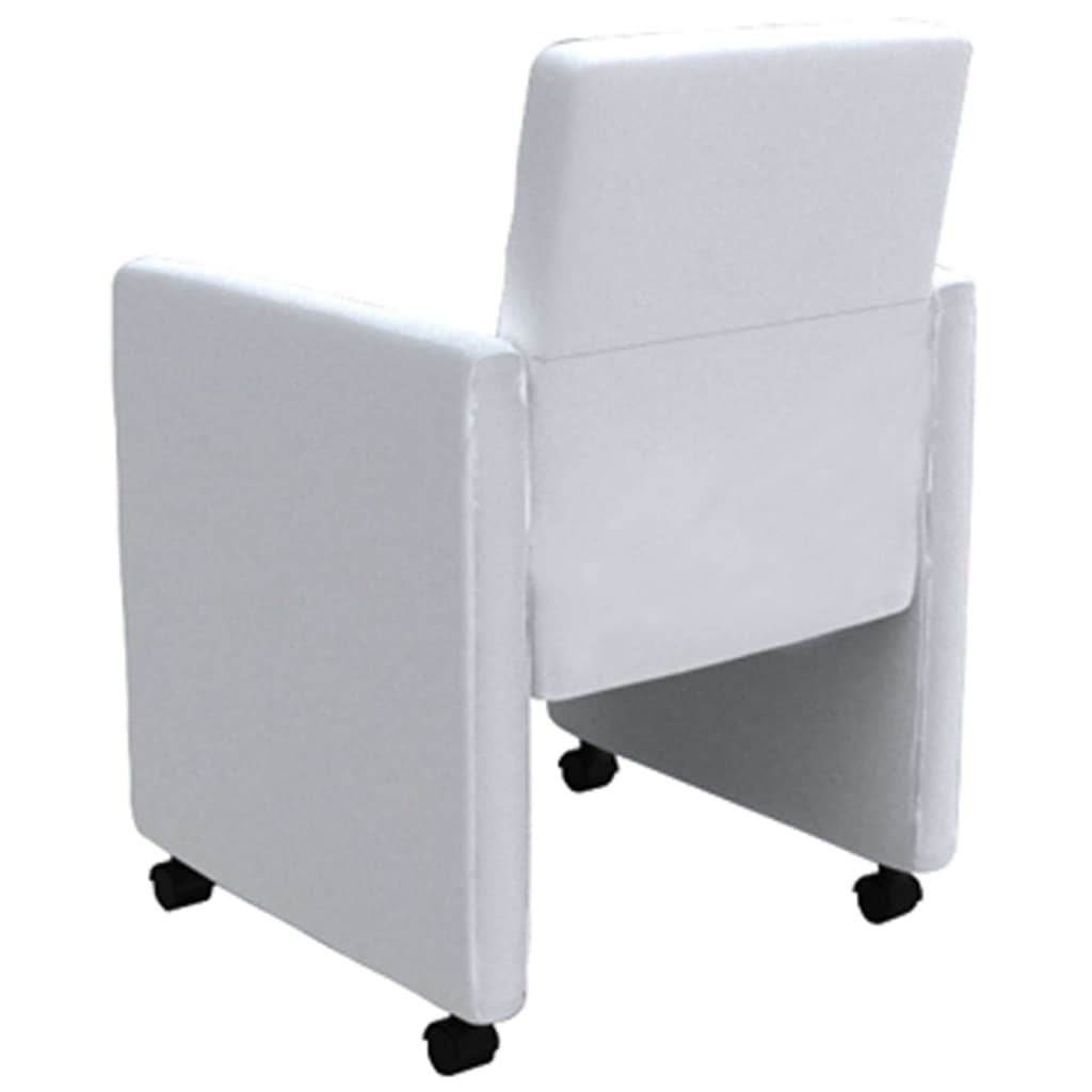 Dining chairs, 6 pcs, white, artificial leather