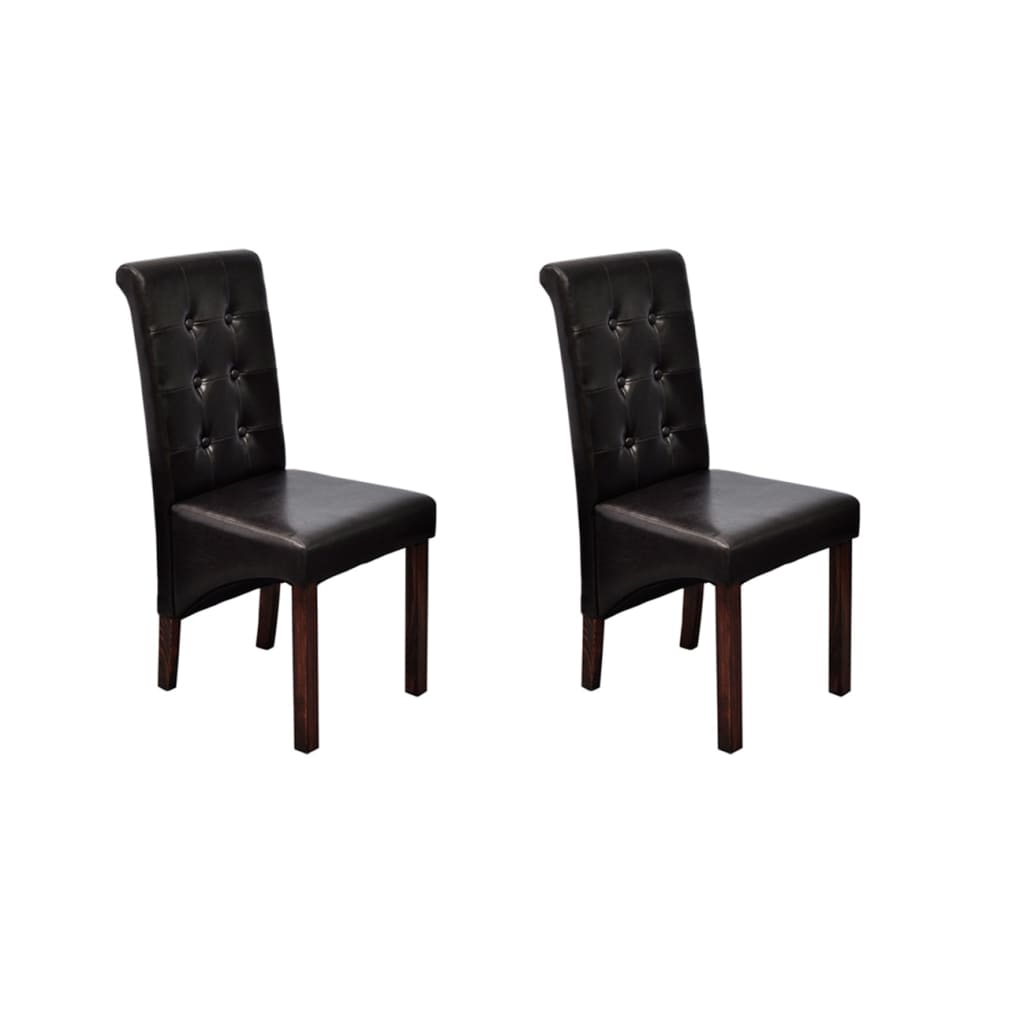 Dining chairs, 2 pcs, brown, artificial leather