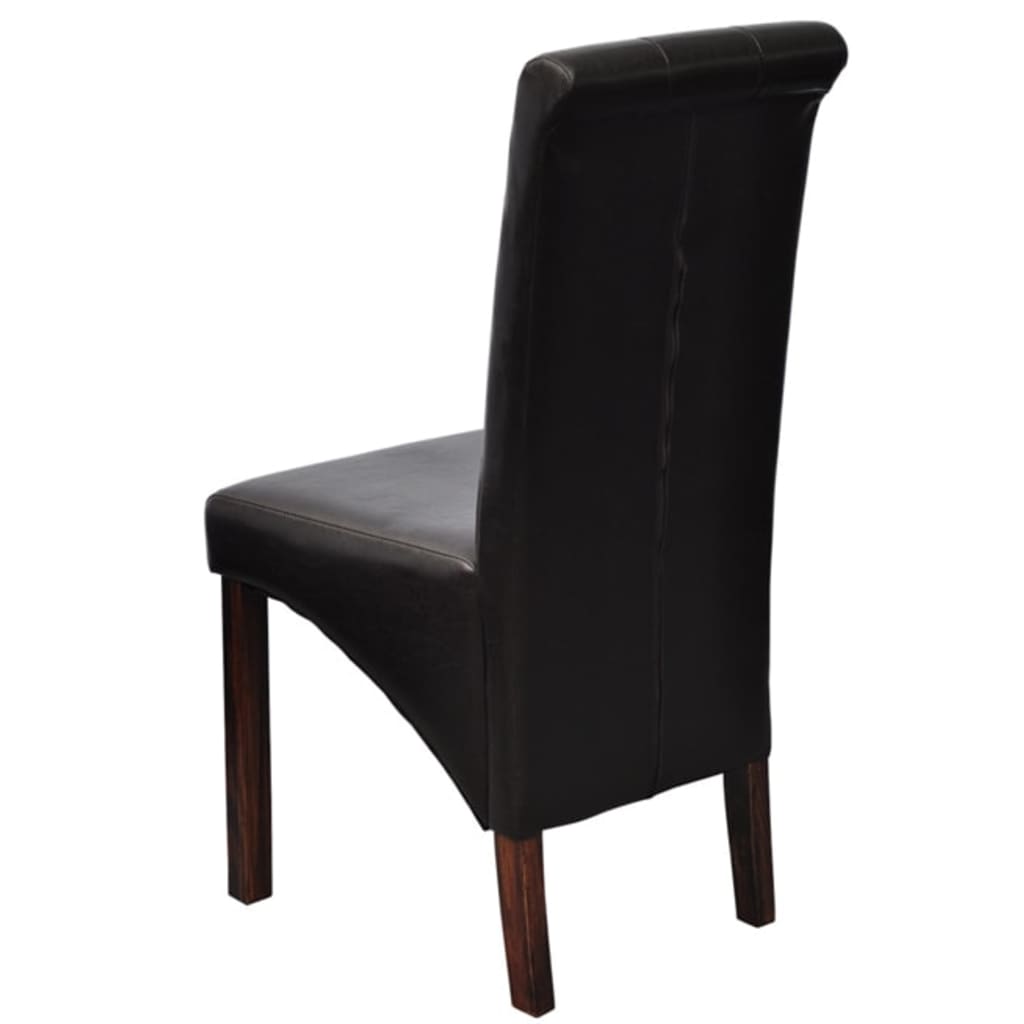 Dining chairs, 2 pcs, brown, artificial leather