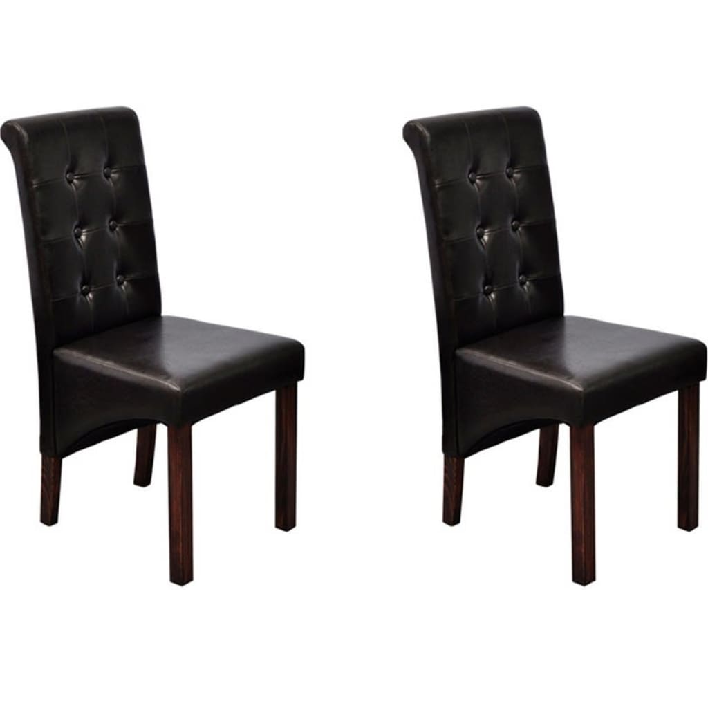 Dining chairs, 2 pcs, brown, artificial leather
