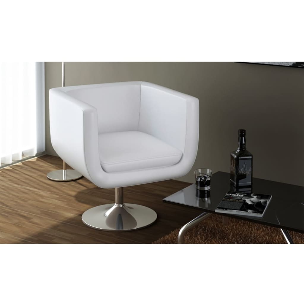 Bar stool, white, faux leather