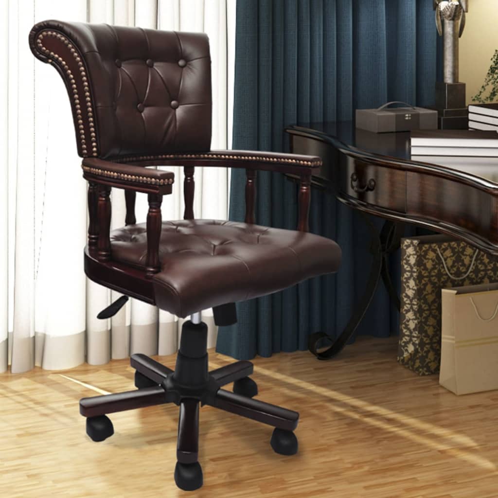 Swivel office chair, brown