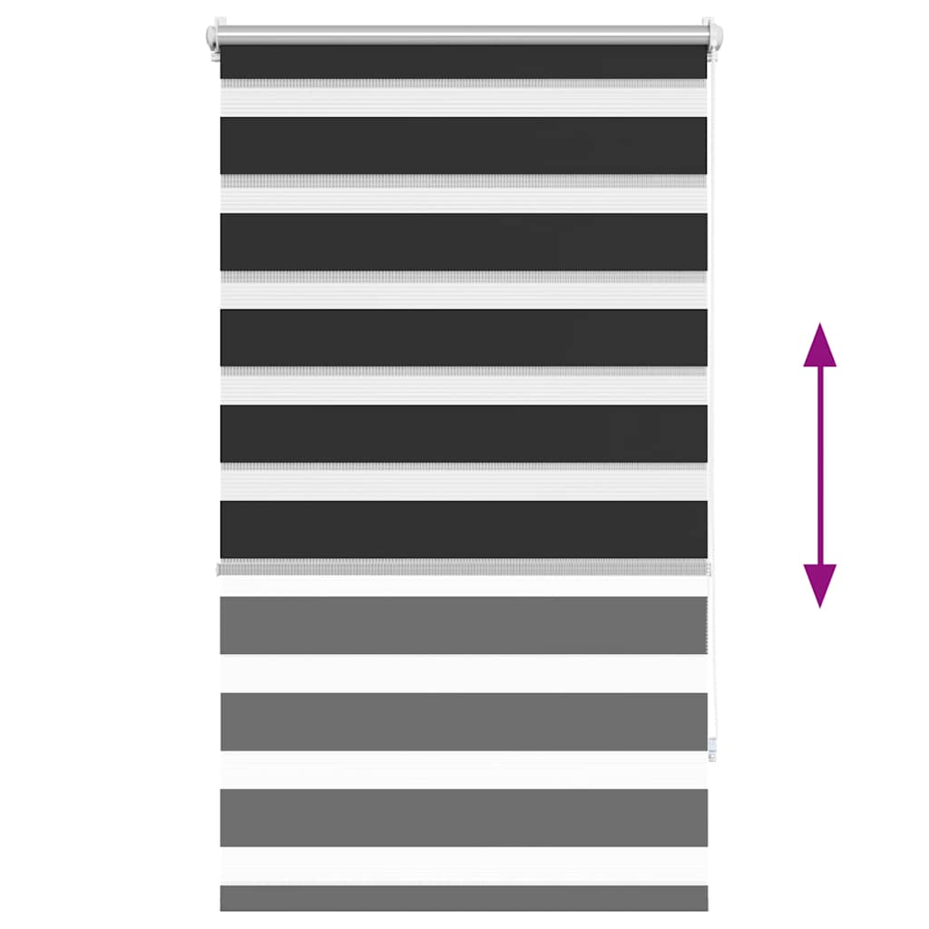 Zebra žalūzijas, 90,9x150 cm, audums, platums 86,7 cm, melnā krāsā