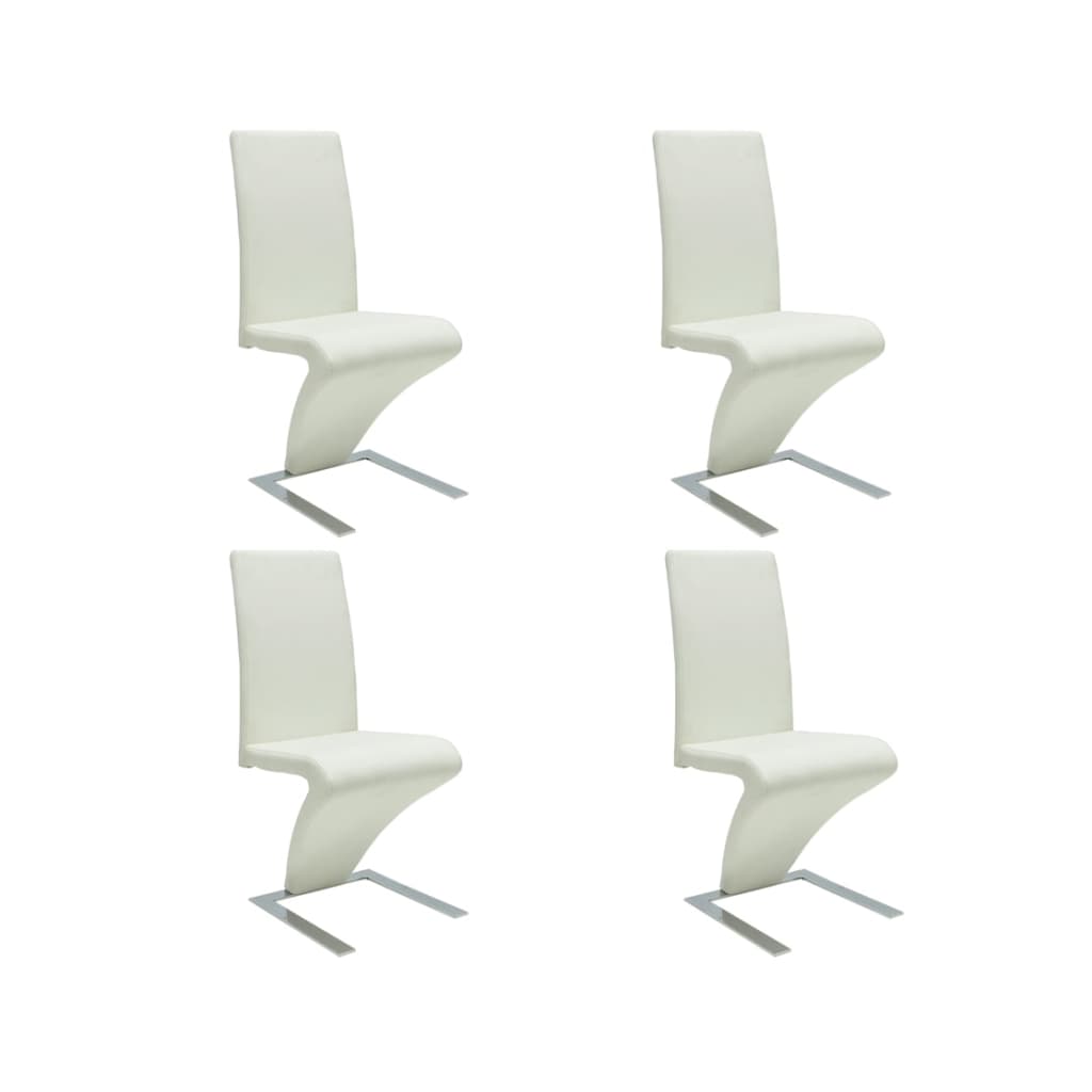 Dining chairs, 4 pcs, white, artificial leather