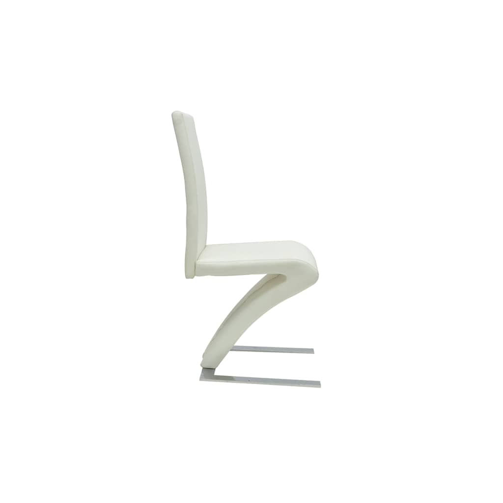 Dining chairs, 4 pcs, white, artificial leather