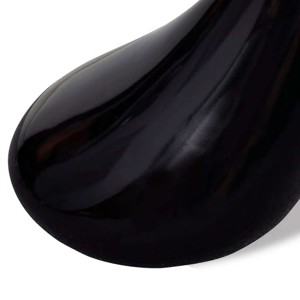 Coffee table with round glass top, 2 pcs., high gloss, black.
