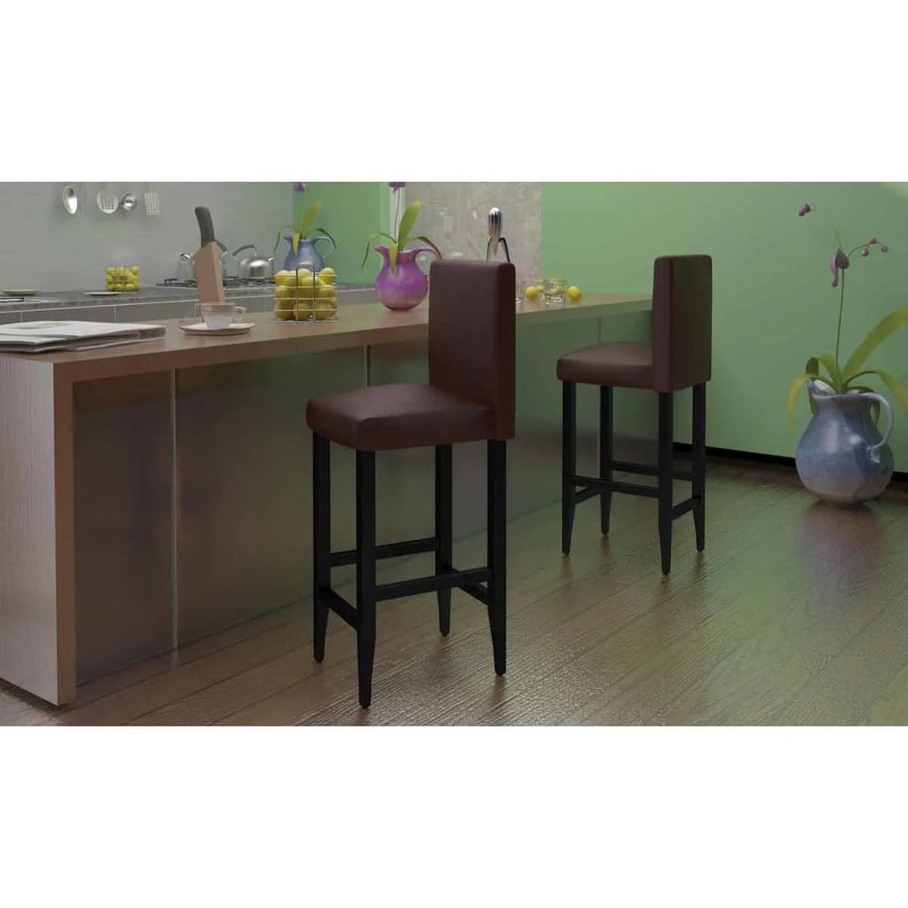 Bar Stools, 6 pcs., Dark Brown, Faux Leather