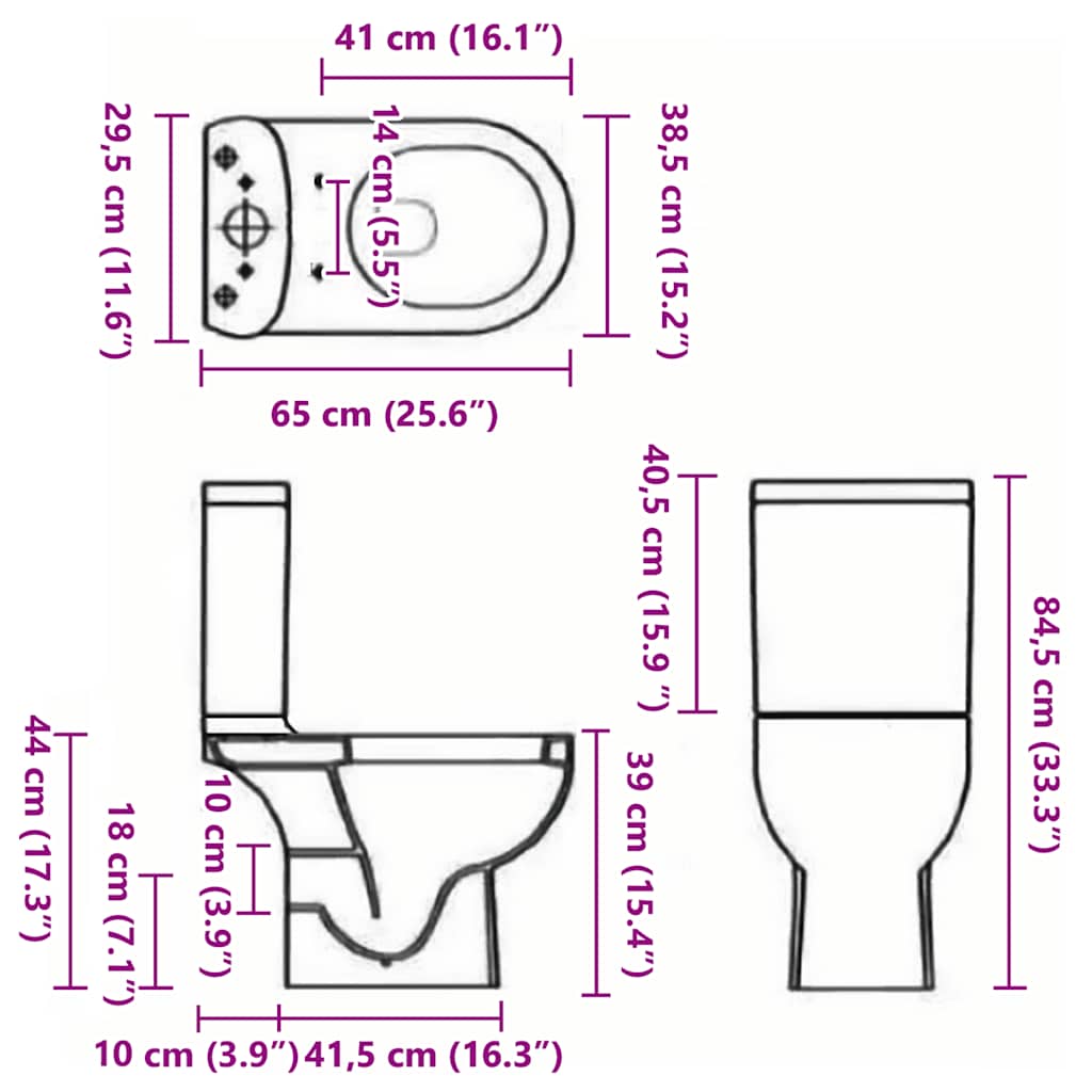 Toilet, round, black